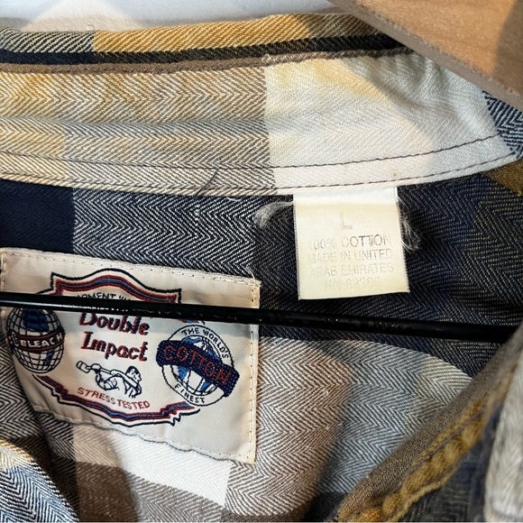 Men’s | Double Impact Brown and Black Plaid Button Up | Large - Picture 4 of 7